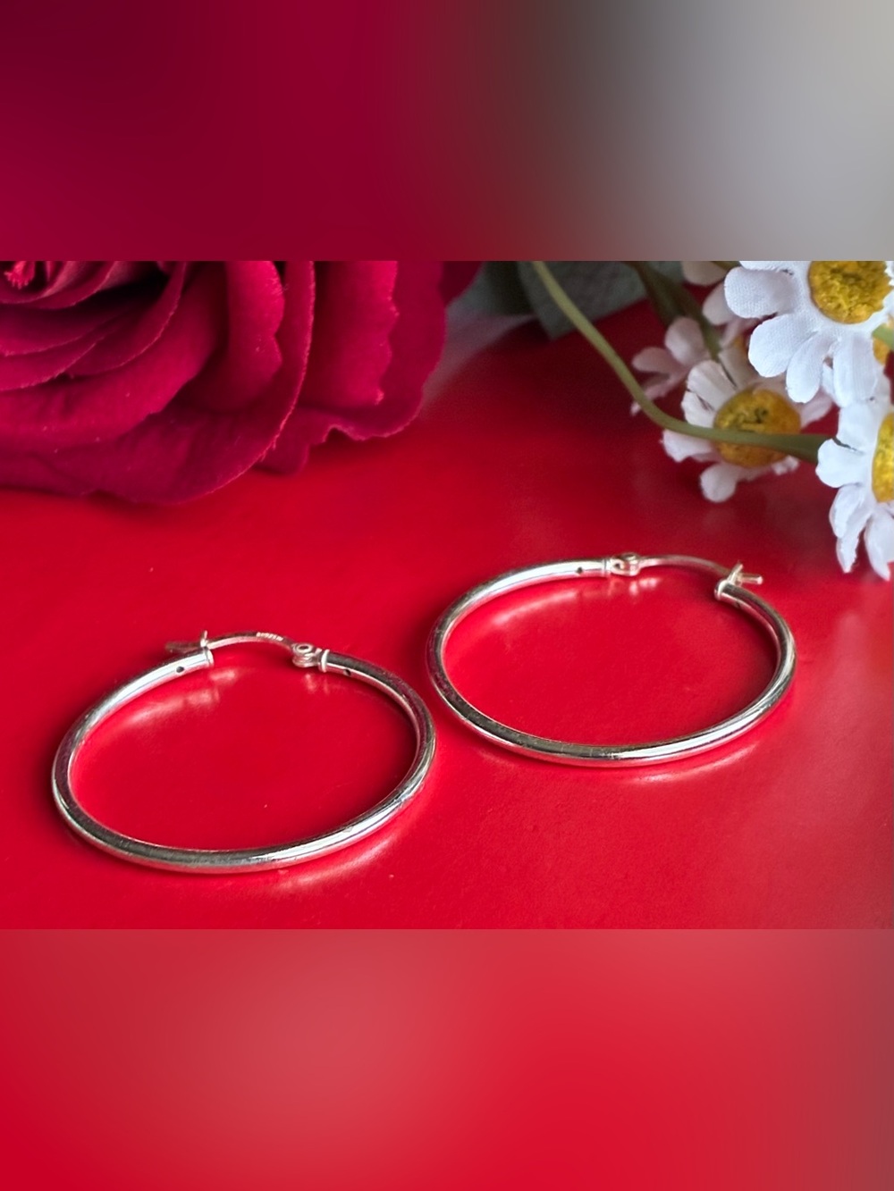 925 Silver Earrings,Polished Silver Hoop Earrings - Elegant Women's Jewelry - Picture 4 of 6